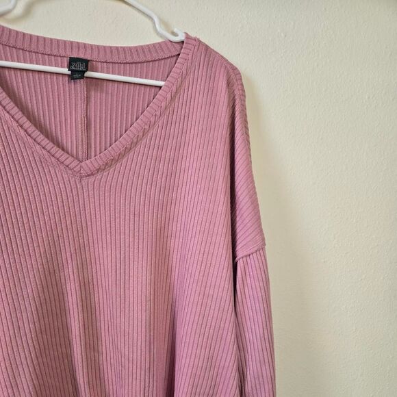 Wild Fable Slouchy Relax Fit Ribbed V Neck Oversized Lightweight Sweater Small - Picture 3 of 5